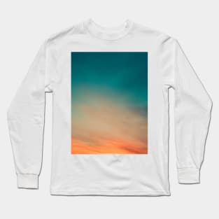 preppy abstract minimalist teal green orange sunset ombre Long Sleeve T-Shirt